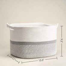 CHICVITA Square Cotton Rope Woven Basket with Handles For Books