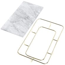 Marble Vanity Organizer Tray with Polished Gold