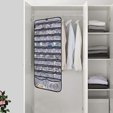 Hanging Jewelry Organizer with Rotating Hanger - 76 Pockets for Effortless Jewelry Storage and Access(Gray)