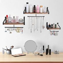 Keebofly Jewelry Organizer Wall Mounted Rustic Wood
