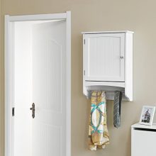Bathroom Storage Cabinet with Rod and Adjustable Shelf