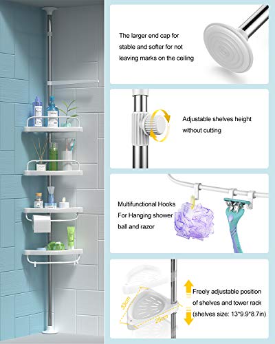 Constant Tension Stainless Steel Pole Organizer Shower Caddy
