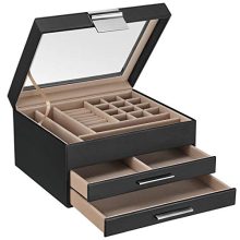 Jewelry Box with Glass Lid 2 Drawers