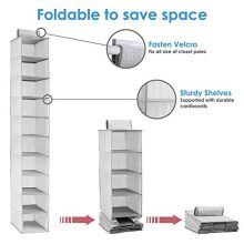 Wardrobe Space with Criusia Hanging Closet Organizer - 10 Shelves, Heavy-Duty, and Foldable for Smart Storage Solutions
