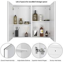 Homfa Bathroom Mirror Cabinet, 27.6 X 23.6 Inch Wall Mounted