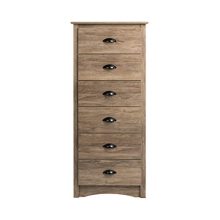 Prepac Salt Spring 6-Drawer Tall Chest, Drifted Gray