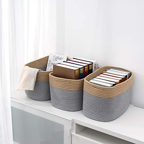Foldable Woven Basket with Handles for Clothes, Toy, Makeup, Books