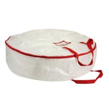 Heavy Duty Christmas Wreath Storage Bag with Red Trim
