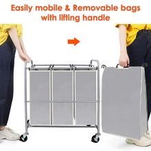 Simple Trending 3-Bag Laundry Hamper Sorter Cart