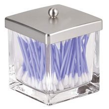 mDesign Modern Glass Square Bathroom Vanity Countertop Storage Organizer