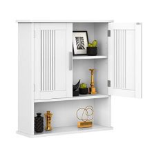 Wooden Medicine Cupboard with Adjustable Shelf Storage Cabinet