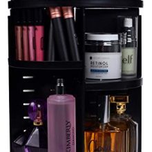 360 Rotating Makeup Organizer - Adjustable Shelf Height and Fully Rotatable.