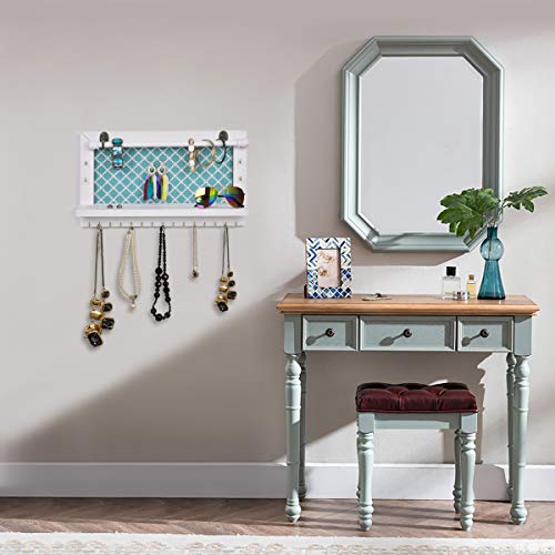 White Wall-Mounted Mesh Jewelry Organizer