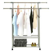 HOME BI Adjustable Garment Rack with 2 Tier