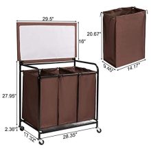 3-Bag Heavy-Duty Rolling Laundry Cart with Ironing Board - Organize and Simplify Your Laundry Routine with Style