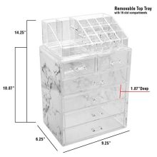 Marble Cosmetic Makeup and Jewelry Storage Case Display