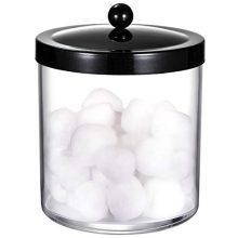 Bathroom Organization with the Premium Quality Apothecary Jar – Large 50 Ounce Clear Plastic Container with Rust-Proof Black Lid for Stylish Storage