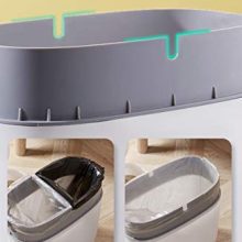 10L Plastic Trash Can with Lid – Space-Saving Waste Basket for Bathroom, Kitchen, Office