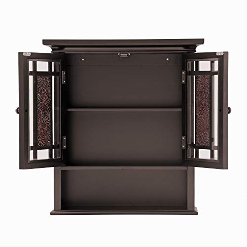 Elegant Home Fashions Whitney Wall Cabinet – 2 Doors, Adjustable Shelf & Floor Mount Storage