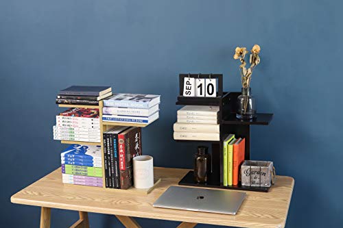 YCOCO Desktop Shelf Bookshelf,Wood Countertop Bookcase