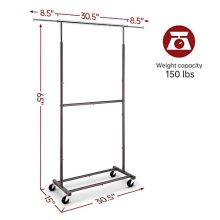 Rolling Clothes Organizer on Wheels for Hanging Clothes