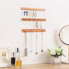 MyGift Wall Mounted Rose Gold Metal Jewelry Organizer Racks