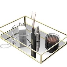 Gold Mirror Tray for Jewelry for Vanity, Dresser