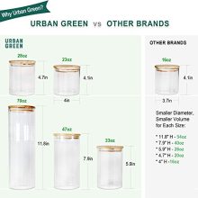 Urban Green Glass Canisters with Bamboo Lids - Stylish and Functional Set of 3 Airtight Jars for Pantry Organization, Kitchen Storage, and Bathroom Essentials