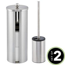 mDesign Modern Bathroom Storage and Toilet Brush Set