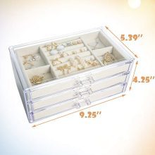 Pinkpum Acrylic Jewelry Box for Women with 3 Drawer