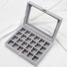 Stylifing Clear Lid Velvet, 24 Grid Jewelry Tray
