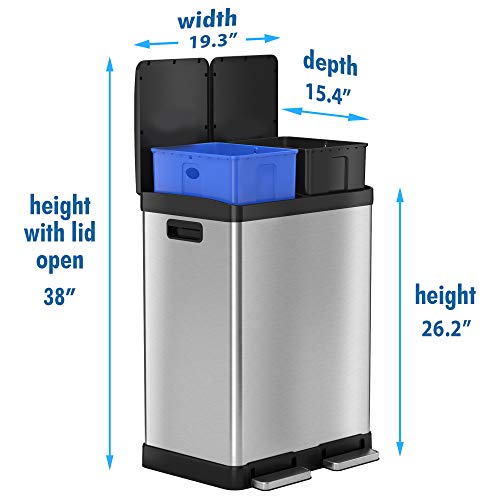 Dual Step Trash Can & Recycle 16 Gallon