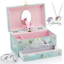Kids Musical Jewelry Box for Girls with Big Drawer