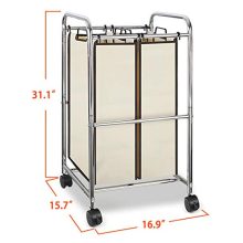 Simple Trending 2-Bag Laundry Hamper Sorter Cart