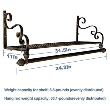 Wrought Iron Coat Rack Shelf Wall Mounted