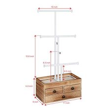 X-cosrack Jewelry Tree Stand Organizer - 3-Tier Metal & Wood Jewelry Holder with Adjustable Height for Necklaces, Earrings, and Bracelets