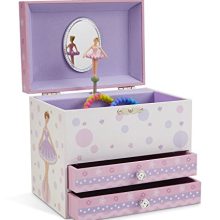 Jewelkeeper White and Purple Ballerina Musical Jewelry Box