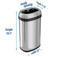 iTouchless 16 Gallon Oval Open Top Trash Can