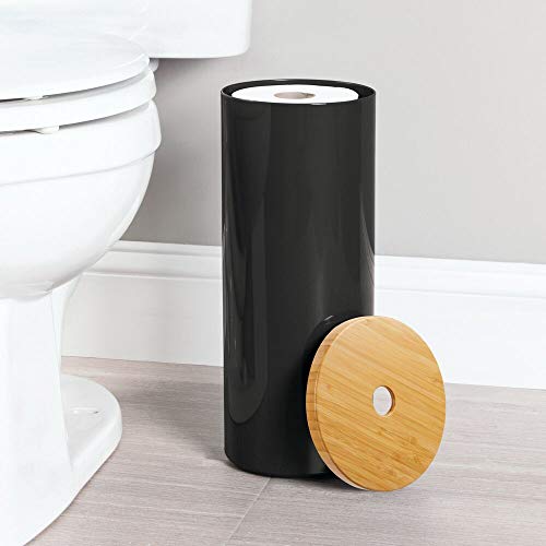 mDesign Plastic Free Standing Toilet Paper Holder Canister