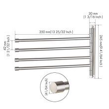 KES Swivel Towel Bar SUS Stainless Steel 4-Arm, Bathroom Swing Hanger