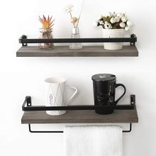 AUTREE Rustic Floating Wall Shelves, Rustic Wood Wall Shelves Storage Set