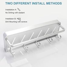 Towel Bar No Drilling Wall Mount Shower Storage
