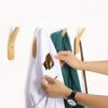 4 Pieces Wooden Coat Hooks Wall-Mounted Natural Wood