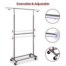 Rolling Clothes Organizer on Wheels for Hanging Clothes