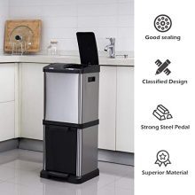 Step Trash Can 8.5 Gallons Stainless Steel Triple