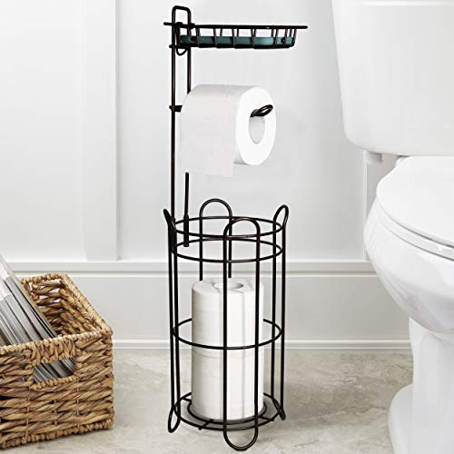 FORUP Freestanding Metal Toilet Paper Roll Holder Stand and Dispenser
