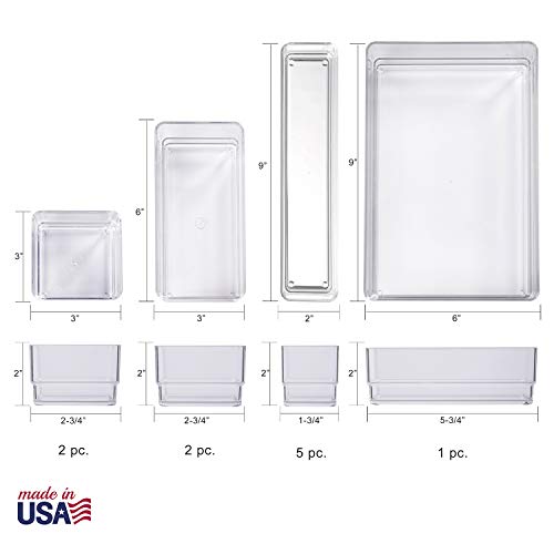 STORi Clear Plastic Makeup & Vanity Drawer Organizers