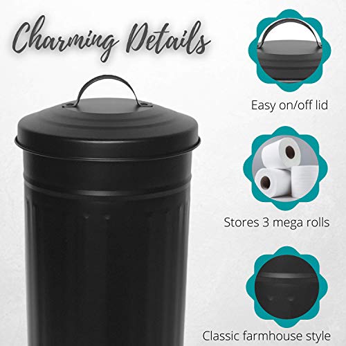 Autumn Alley Black Toilet Paper Reserve Holder Canister with Lid