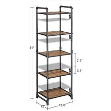 Bathroom Shelf - 5-Tier DIY Storage Rack, Industrial Style Plant Stand for a Rustic Look in Living Room, Bathroom, Balcony, and Kitchen