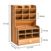 Wooden Pencil Holder & Desktop Organizer with 15 Compartments